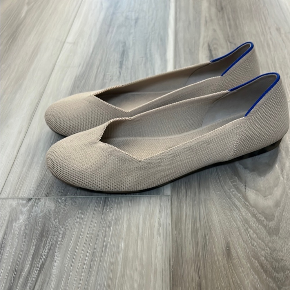 Rothy's Cream and Blue Ballet Flats